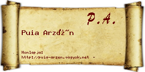 Puia Arzén névjegykártya